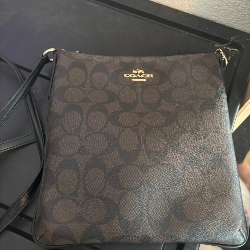 Coach Signature Black and Brown Shoulder Bag